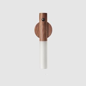 Auto LED USB Magnetic Wood Wireless Night Light Corridors Porch Lights PIR Motion Sensor Wall Light Cabinet Lamp (Option: Walnut)